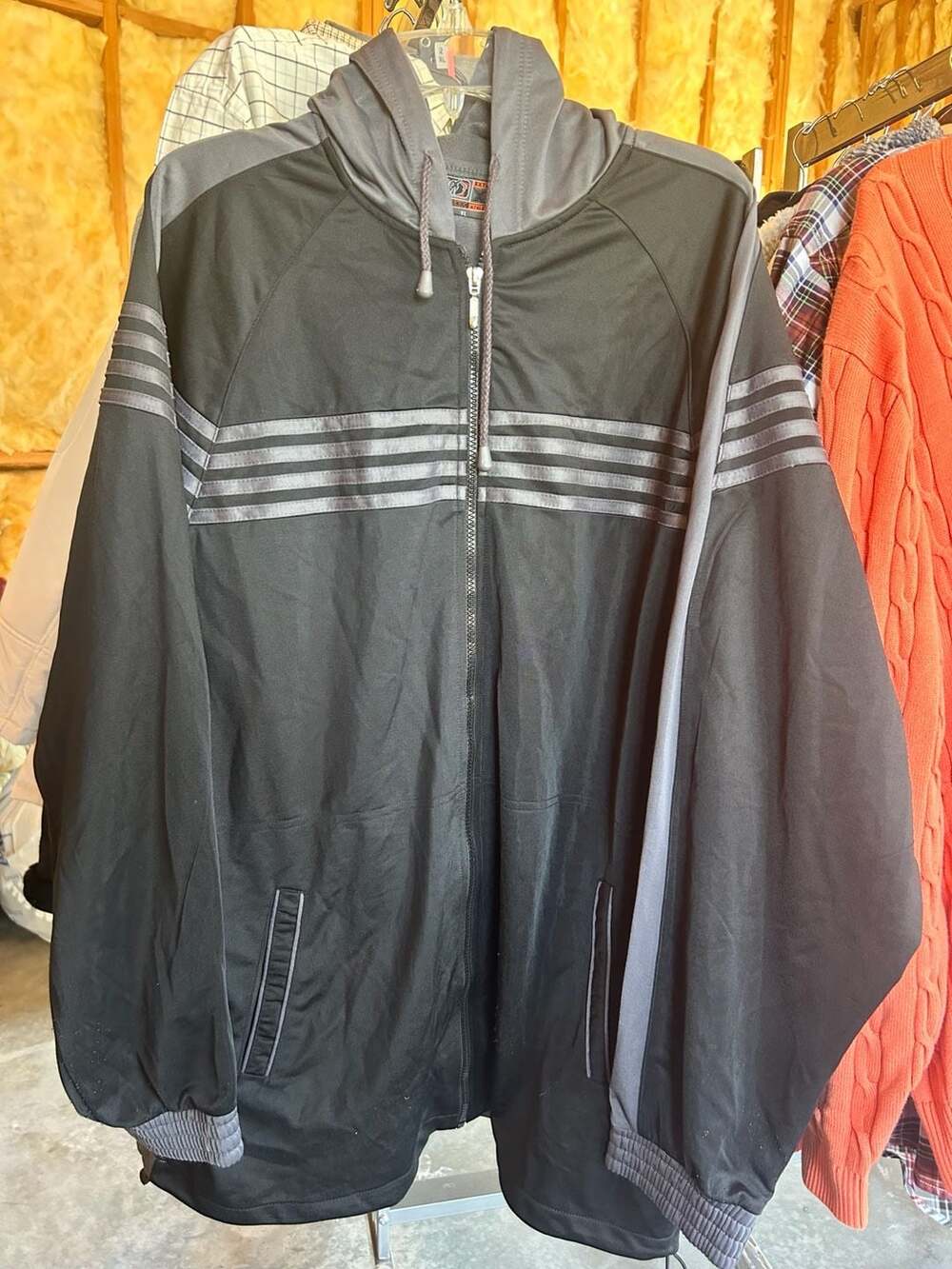 SCX Extreme XT Athletics Men's Full Zip Hooded Track Jacket - Black and Grey - S